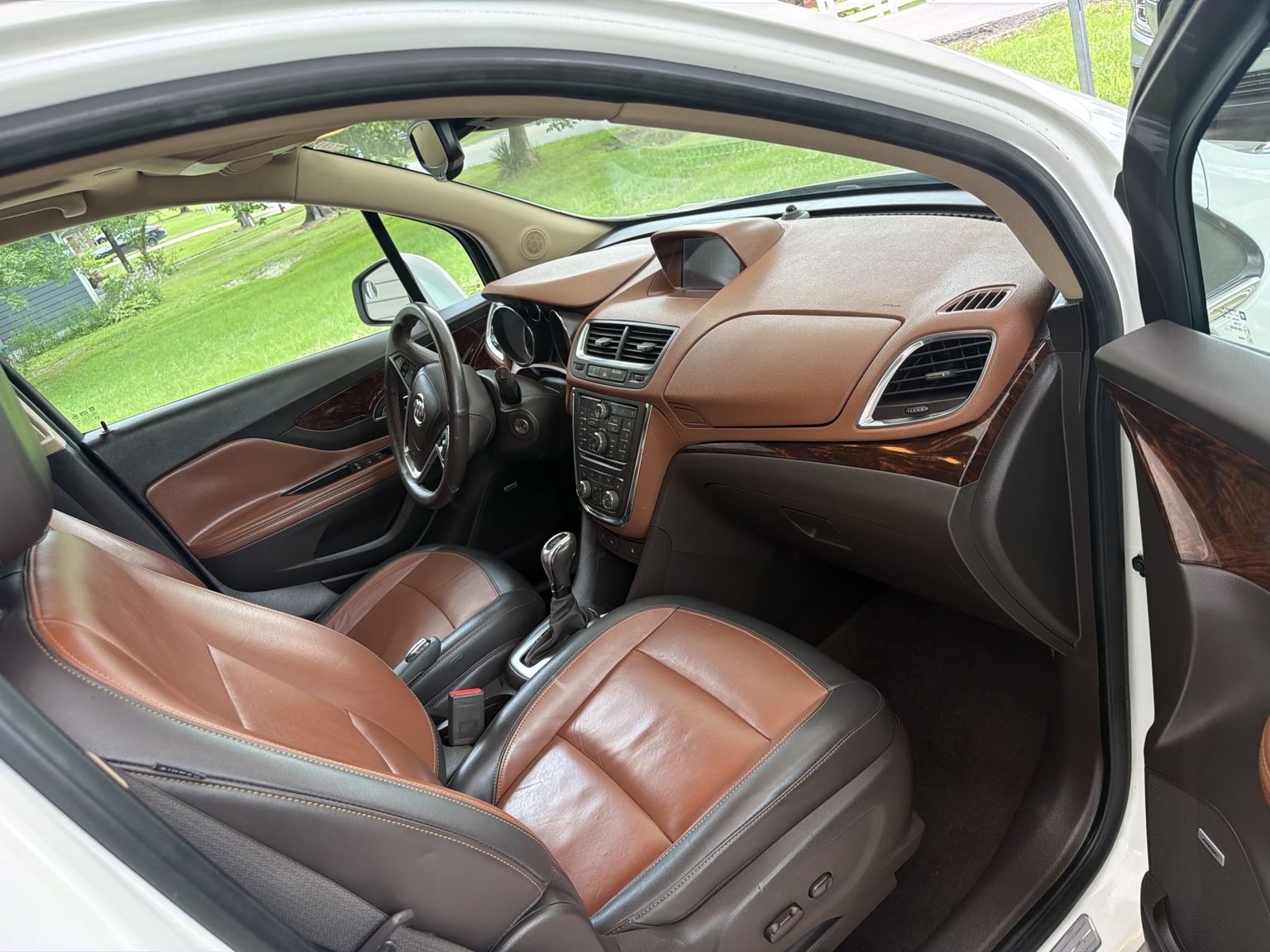 Detailed brown leather vehicle interior