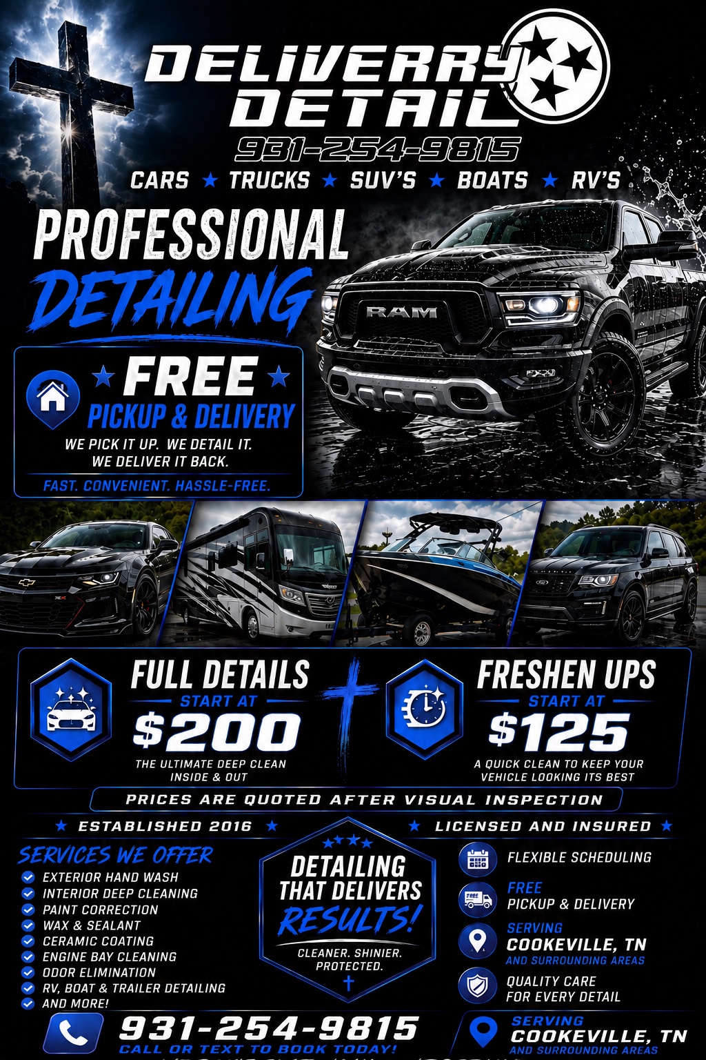 Delivery Detail professional detailing services and pricing banner